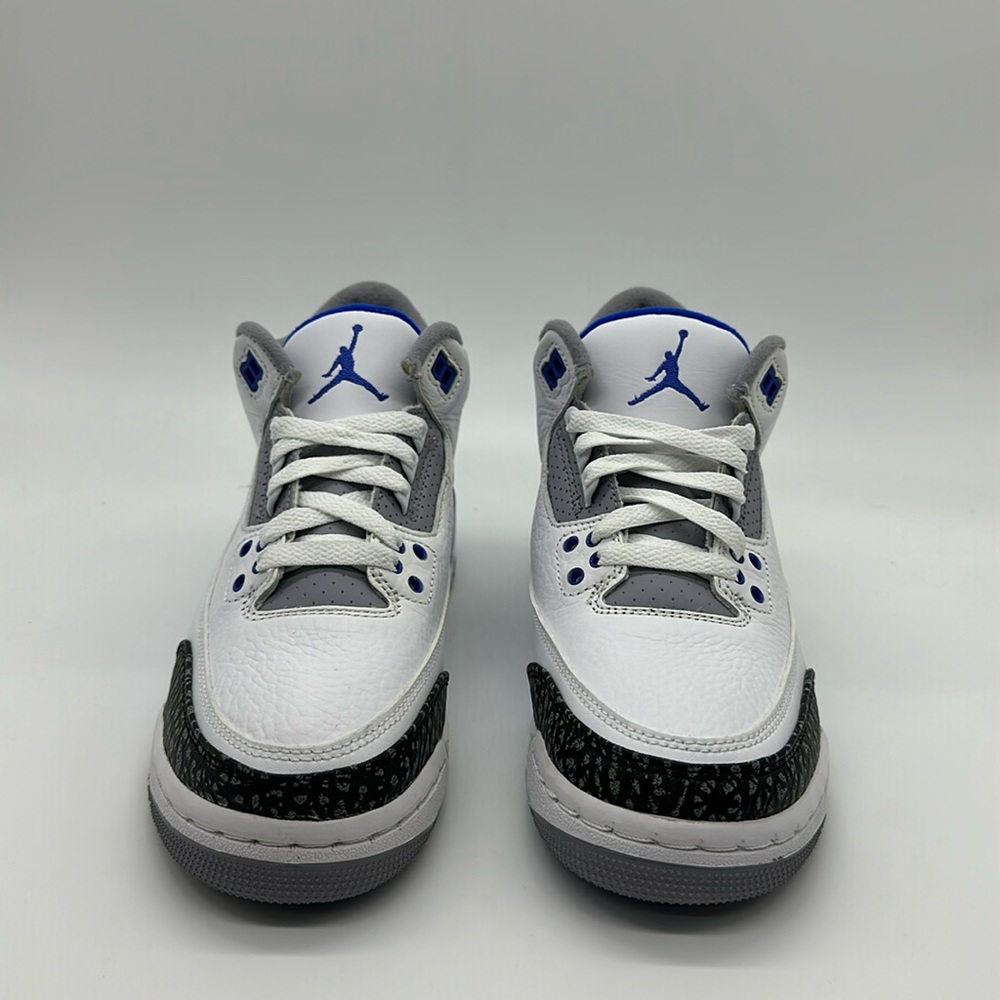 Nike Air Jordan 3 Retro GS Racer Blue White Shoe 398614-145 NWOB and Defects - Picture 3 of 8